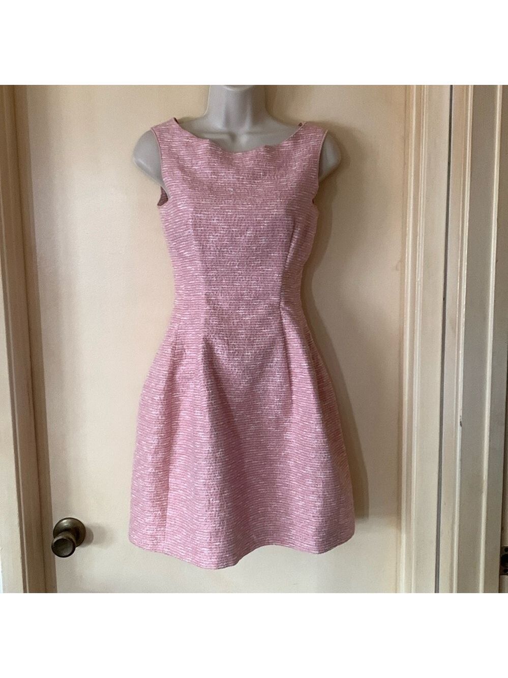 Zara Woman light pink cotton tweed tulip dress size XS